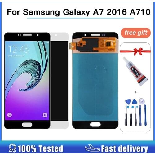 OLED LCD Display For SAMSUNG GALAXY A7 2016 A710 SM-A710F A710M Touch Screen Digitizer Assembly Replacement 5.5" LCD A710 +tools