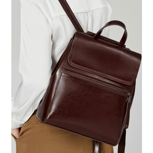 100% genuine leather backpack women real leather back packs bag for women luxury vintage designer shoulder bag coffee black