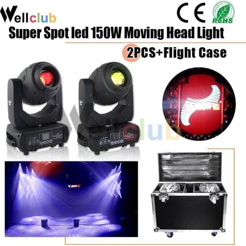 2pcs With Case High Brightness Dmx Spot 150W Led Moving Head Light 15 Gobos 7 Colors For DJ Disco Dance Floor Nightclub Parties
