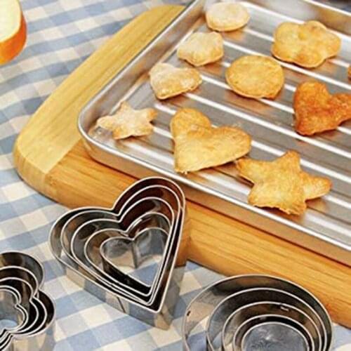 20Pcs Heart Star Round Flower Shapes Cookie Biscuit Cutter Stainless Steel Cutter Metal Cookie Cutters Set