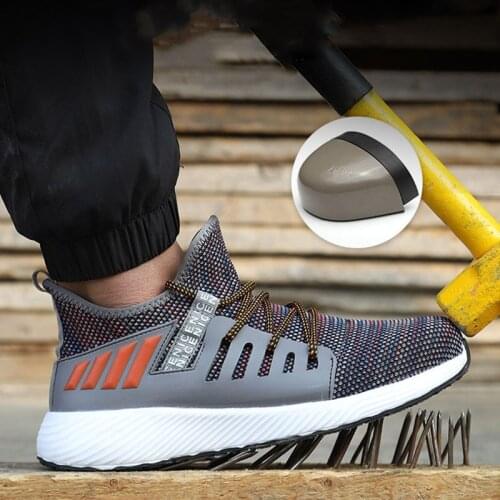 2020 New Safety Shoes Mens Breathable Anti-smash Anti-piercing Steel Toe Cap Non-slip Flying Weaving Site Protective Work Shoes