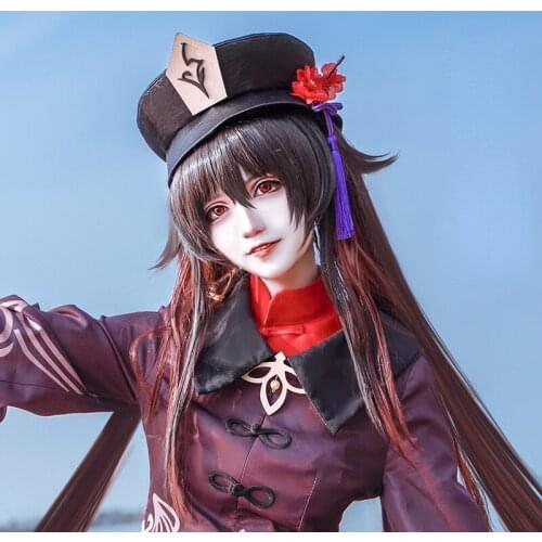 2021 Genshin Impact Cosplay Props Chinese Anime Figue Hutao Resin Red Flower Hat Head Accessories for Men Women Costumes Prop