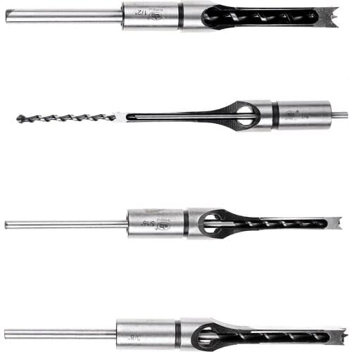 4pcs HSS 1/2 3/8 5/16 1/4"Woodworker Hole Drill Bit Mortising Chisel Carve Woodworking Tool Metal Hole Punching Tools