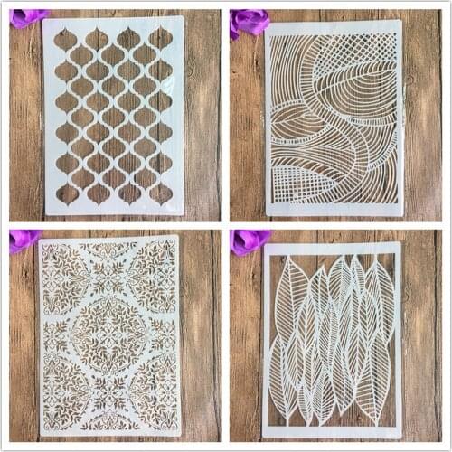 4pcs/set A4 Retro pattern Mandala Stencils Painting Coloring Embossing Scrapbook Album Decorative Template cake stencil