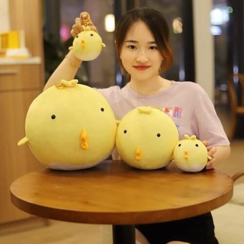 8/25/35cm Cute round Chick Doll Korea Drama Evil Flower Stuffed yellow Chicken Girl Bag Keychain special gift for kids