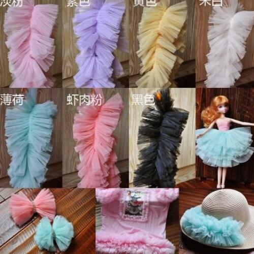 9cm Wide Black White 3D Pleated Mesh Lace Fabric Ruffle Trim Embroidered Collar Ribbon Sewing Clothing Skirt Splicing Material