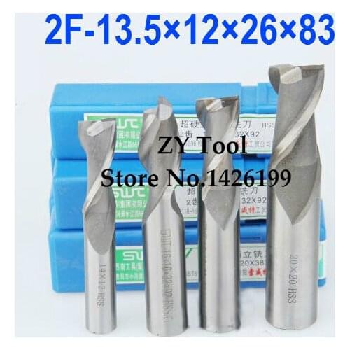 Free Shipping 2 pcs/set 13.5MM 2 Flute HSS & Aluminium End Mill Cutter CNC Bit Milling Machinery tools Cutting tools.Lathe Tool