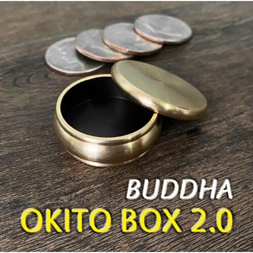 Buddha Okito Box 2.0 + Half Dollar Shell Magic Tricks Coin Appear Penetrate Magia Close Up Illusions Gimmick props Mentalism