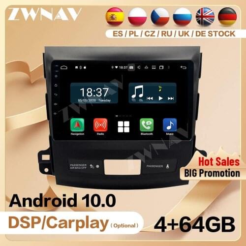 Carplay 128G For Mitsubishi Outlander 2007 2008 2009 2010 2011 2012 Android 10 Screen Audio Radio GPS Navi Head Unit Auto Stereo