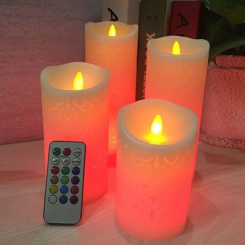 Electronic Candle Novelty Night Light LED Flameless Wax Pillar Candle With RGB Remote Control For Christmas Wedding Decoration