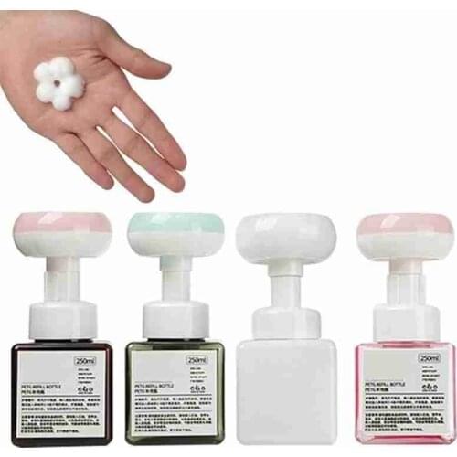 250ML Flower foam bottle Soap Bottle Foaming Lotions Refillable Bottle Flower Pump Head Soap Shampoo Cosmetic Empty Bottle