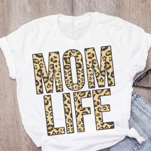 Women Casual Mama Mom Life Momlife Leopard Letters Mother Summer Lady Womens Clothing Tops T-Shirt Shirt Tees Female T Shirt
