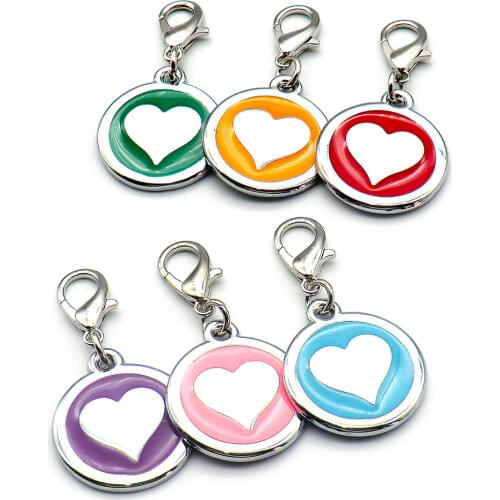 Wholesale 20Pcs Dog ID Tag Custom Pet Dog Cat Anti-lost Tags Engraved Puppy Cats Nameplate Heart Shape Dogs Collar Pendants