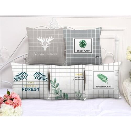 Ins Nordic Style Linen Square Pillowcase Custom Plant Geometry Design Cushion Cover Home Decorative Throw Pillows For Sofa