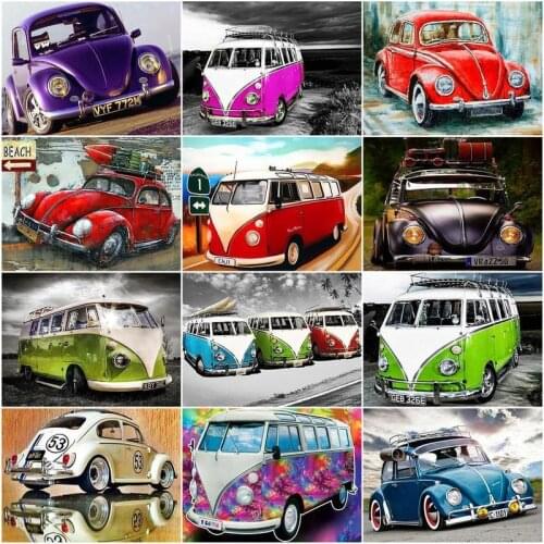 CHENISTORY Painting By Numbers Car Bus City Landscape Room Wall Art Pictures Street For Adults Home Decoration DIYGift