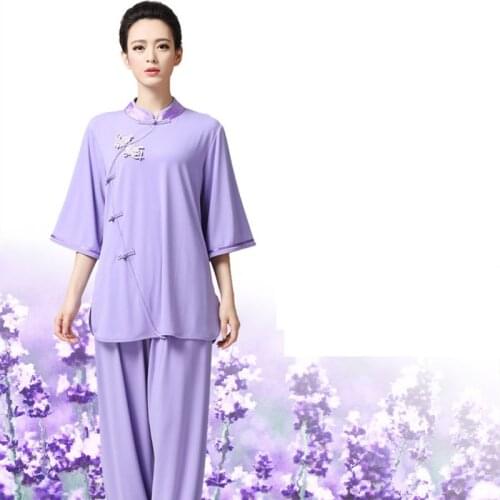 Chinese kung fu suit Tai Chi clothes taijiquan uniform taiji clothing woman short sleeves tai chi chuan shirt and trousers
