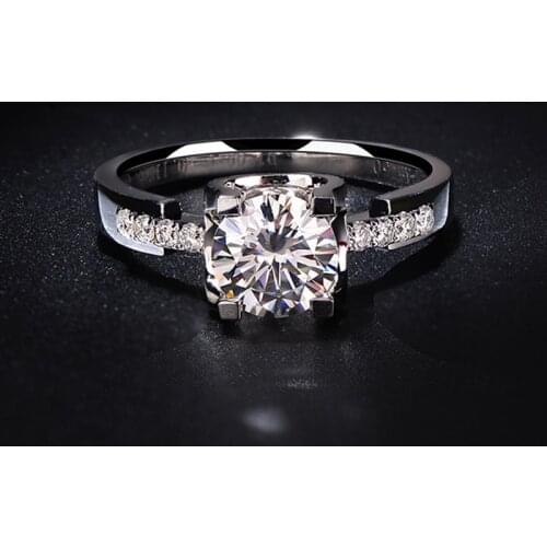 Pure 18K White Gold Ring 1ct 2ct 3ct VVS1 special design Moissanite Ring Wedding jewelry Anniversary Ring round brilliant cut