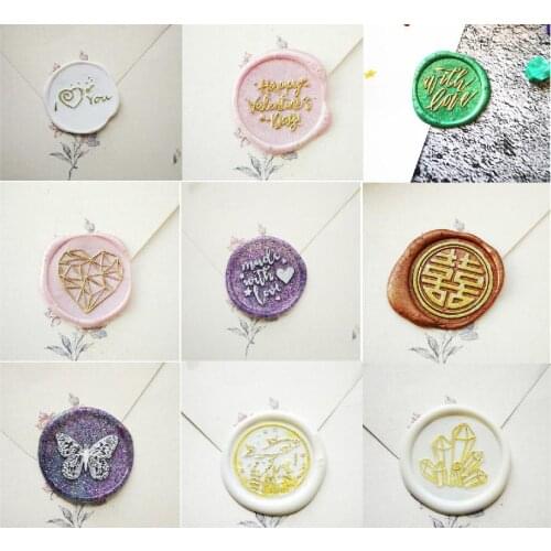 Made with love save the date with feather Butterfly swan deer paper plane Retro brass Stamp Sealing Wax Stamps Wax Seal Stamp