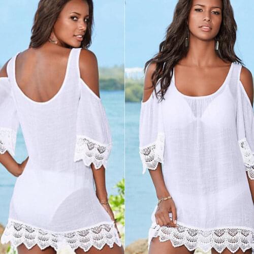 Women Casual Playsuits 2019 New Summer Women White Square Collar Off Shoulder Loose Adjustable Strap Playsuit