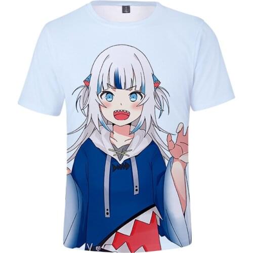 Summer Holiday Preppy Style Men/Women Street clothes T-shirt HOLOLIVE VTuber Gawr Gura 3D Coat Short Sleeve