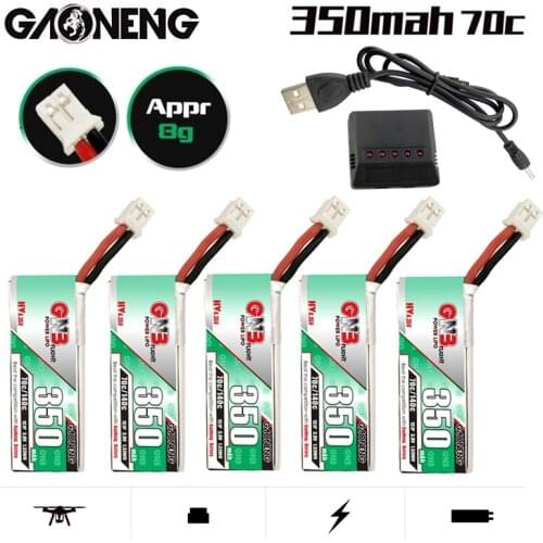 GNB HV Lipo Battery 1S 350mAh 3.8V Max 140C 4.35V PH2.0 for BetaFPV 65S UK65 Blade Inductrix UR65 Tiny Whoop Drone With Charger