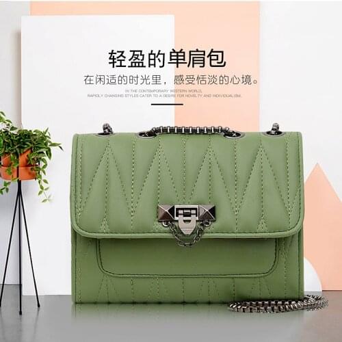 Fashion new handbags High quality PU leather Women bag Small incense wind chain Lozenge Shoulder bag Lock Stereotypes lattice