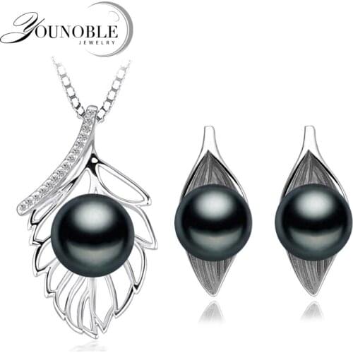 Real Freshwater Natural Pearl Set Women,Wedding 925 Silver Necklace Earring Sets Anniversary Gift