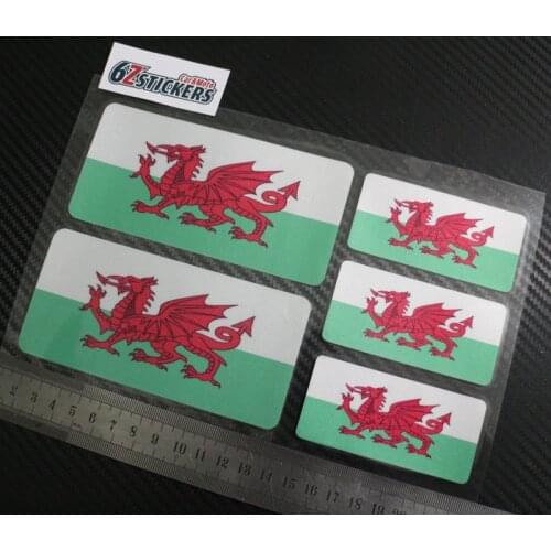 Welsh Wales Flag Laminated Reflective Sticker Set Small Car Motorcycle Mountain Bike Decals