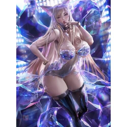 Crystal Girl Ahri Wall Art Posters Custom Game League of Legends LOL KDA Canvas Painting Print Hanging Pictures for Room Decor