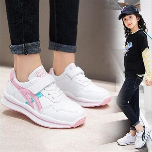 2021 new small white shoes childrens sports shoes girls' soft leather leisure soft soled shoes boys' student sports shoes