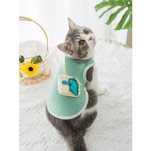 New cute dinosaur cat clothes cartoon satchel dog clothes pet Garfield clothes summer thin vest