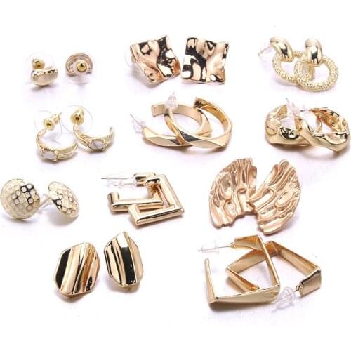 New Copper Stud Earrings 2021 Trend Fashion Gold Big Earrings For Women Vintage Bohemian Punk Pendants Earrings Jewelry