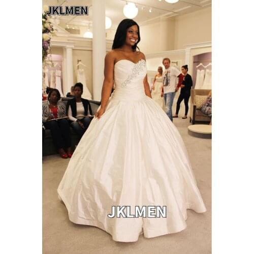 Pleat Satin Wedding Dress Silver Appliques Lace-up Floor Length Bridal Gown Custom Made