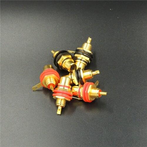 Gold Plated RCA Female Phono Jack Panel Mount Chassis Connector BLACK and red