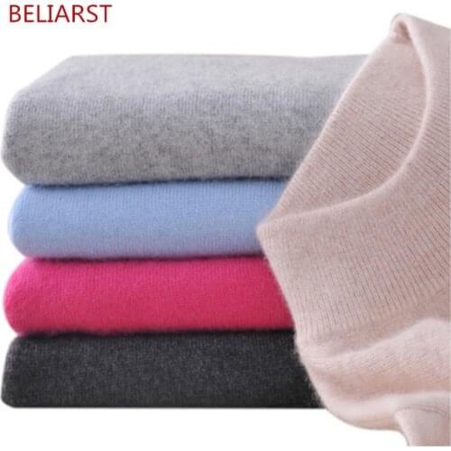 BELIARST High-quality Cashmere Sweaters Women Fashion Autumn Winter Female Soft and Comfortable Warm Slim Cashmere Pullovers
