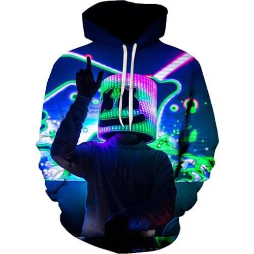 Autumn winter Men Disco Dj Rock 3D print hoodies fashion Party Music Sound Mens sweatshirt Punk clothes hoodie oversized hoodie