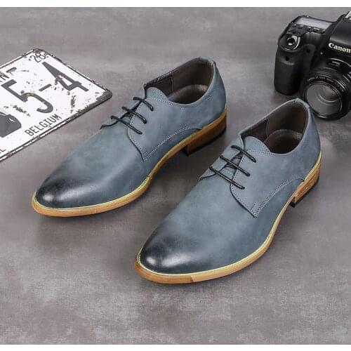 Fashion Vintage British Oxfords Men Casual Shoes Spring Autumn Pointed Toe Formal Dress Leather Shoes Business Wedding Loafers