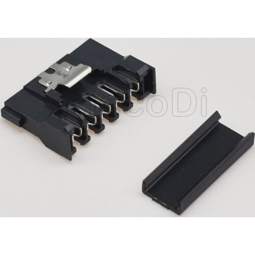 High Qulity DIY Black SATA 15Pin Female Power Connector With Metal Lock 180 Degree cap