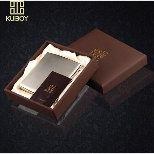 Top Quality KUBOY Thick Nickel Wire Drawing Plating Stainless Steel Cigarette Box 20PCS Smoke Creative Cigarettes Case KC2-01