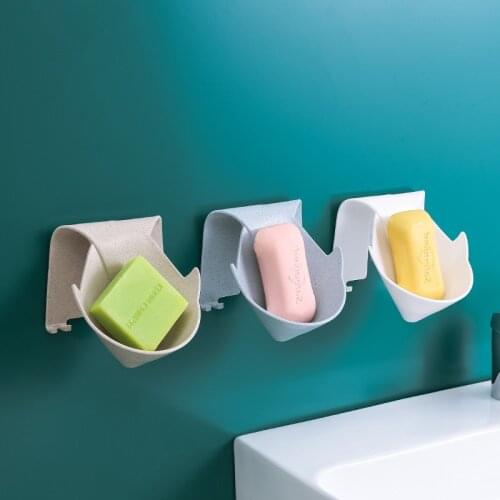 1pcs Creative soap box household wall-mounted drain soap box bathroom toilet free perforated shelf suction cup soap tray