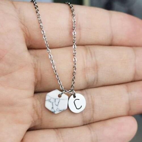 1pc New White Stone And Letter Heart Stainless Steel Pendant Custom Necklace Design For Women Girls Fashion Jewelry Gift