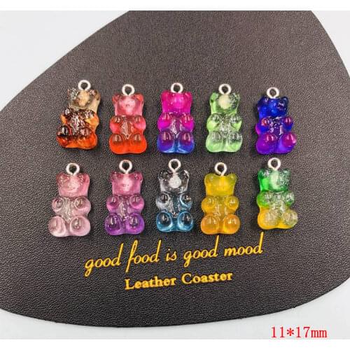 10pcs Resin Flatback Hot Selling Glitter Bear Charms Pendant for Keychain, Earring, Scrapbooking, DIY Making, Necklace