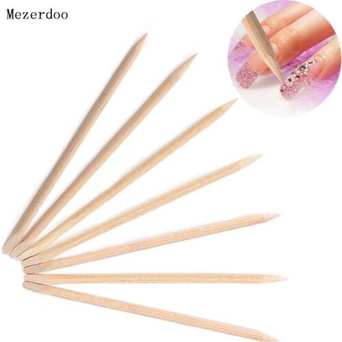 100pcs/Pack Nail Art Manicure Tools Orange Wood Sticks Cuticle Pusher Remover for Pedicure Manicures Care 7.5mm