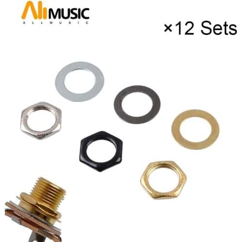 12 Sets 9mm Electric Bass Guitar Nut Washer For Input Output Jack,M9 Bass Guitar Socket Nut Gasket Silver Gold Black For Choose