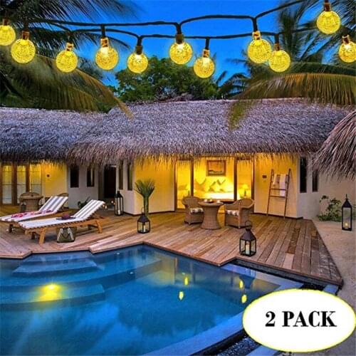 2 Pack New 50 LEDS 10M Crystal ball Solar Lamp Power LED String Fairy Lights Solar Garlands Garden Christmas Decor For Outdoor