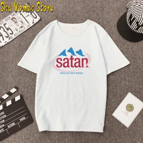 2021 Hillbilly Womens T-shirt Fashion Letter Print Satan Natural Hell Water Environment Short Sleeve Sweet Cotton T Shirt Women
