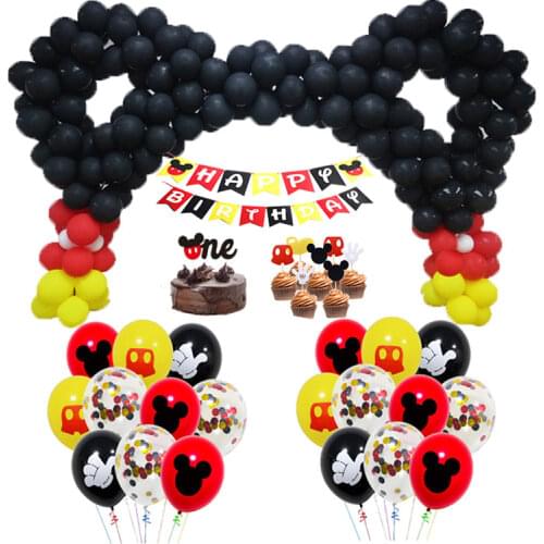 250 pcs DIY Balloon Mickey Latex Balloons Red Black Yellow Latex Balloons for Kids Birthday Party Decorations Baby Shower Decor