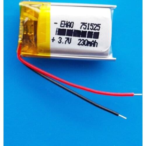 3.7V 230mAh 751525 Lithium Polymer Lipo Rechargeable battery Quality Certification for MP3 Massager Led light Bluetooth watch