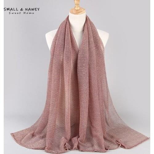 75*180CM Muslim fashion turban stretch gold silk high-end fashion Hui women’s turban hijab accessories scarf shawl wholesale