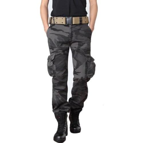 Multi-pocket Camouflage Tactical Military Pants Mens Cotton Loose Straight Overalls Trousers Outdoor Hiking Sports Cargo Pant